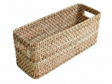 Top-tier Rectangular Rattan Bin with Integrated Handles
